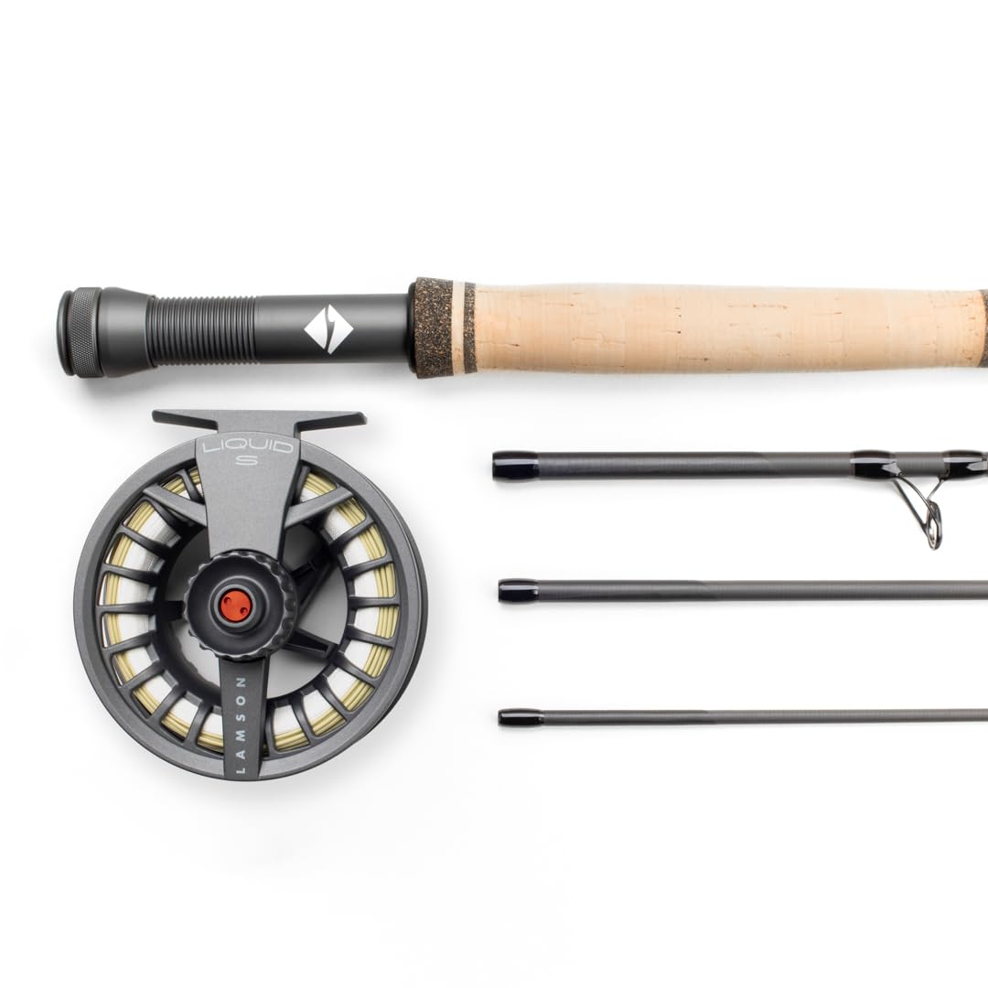 LAMSON | Liquid Combo 5wt. Fly Fishing Rod and Reel Pre Spooled | U.S. Made Fly line | Cordura Travel Tube & Padded Reel Case | Medium Fast Action 9 Foot 4-Piece