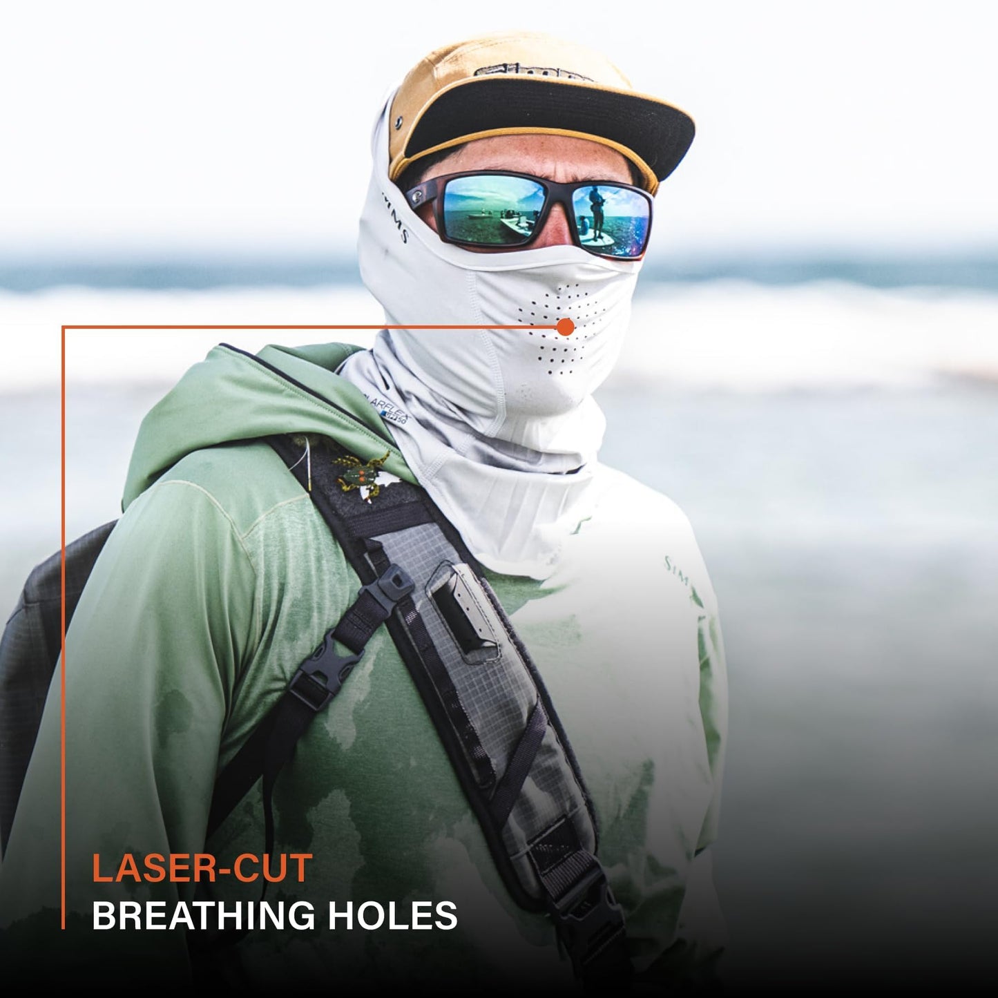 Simms UPF 50+ SunGaiter - Advanced Protection Neck Gaiter with Breathing Holes, Lightweight & Quick-Drying, Ideal for Anglers & Outdoor Enthusiasts (Sterling, One Size)