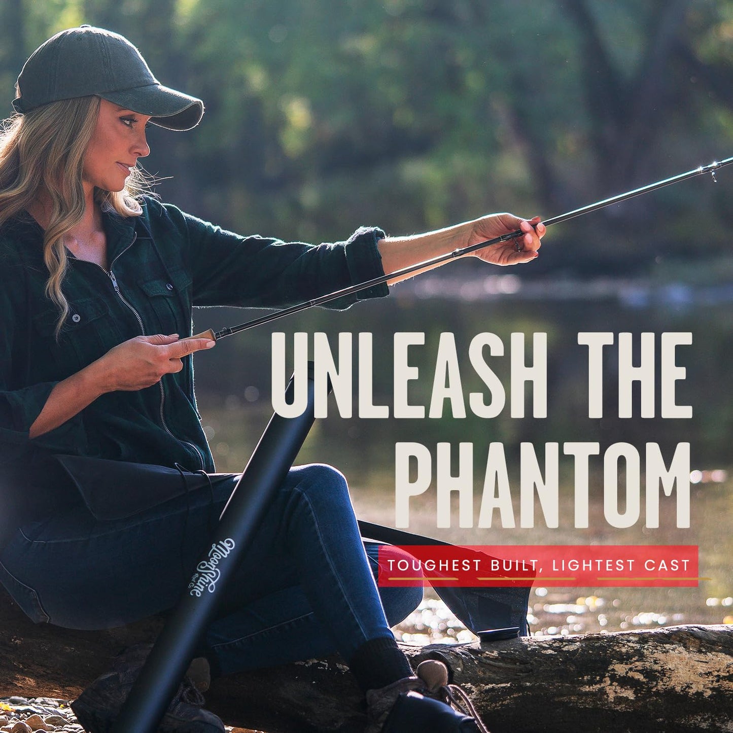 Moonshine Rod Co. Fly Fishing Rod with Carrying Case and Extra Rod Tip Section, Slow-Medium-Fast Action, The Phantom (9'0" x 7wt)