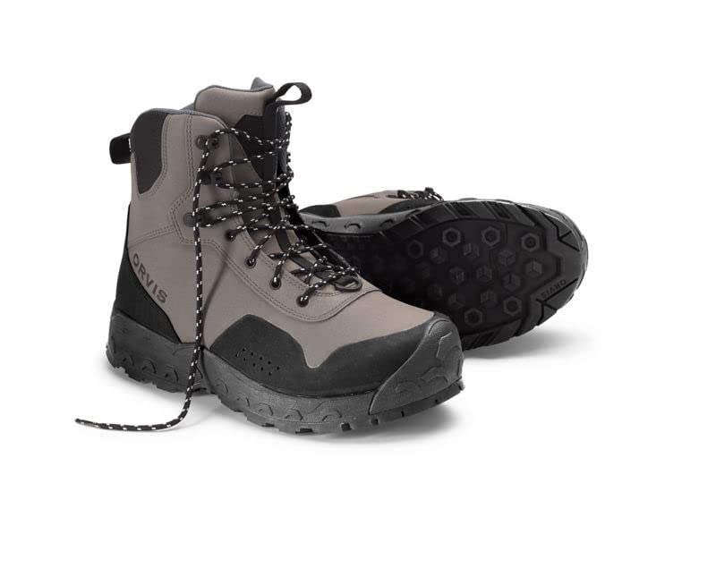Orvis Clearwater Wading Boots for Men - Heavy Duty Men’s Fishing Waders with Toe Bumper and Aggressive Non Slip Lugs, Gravel - 10