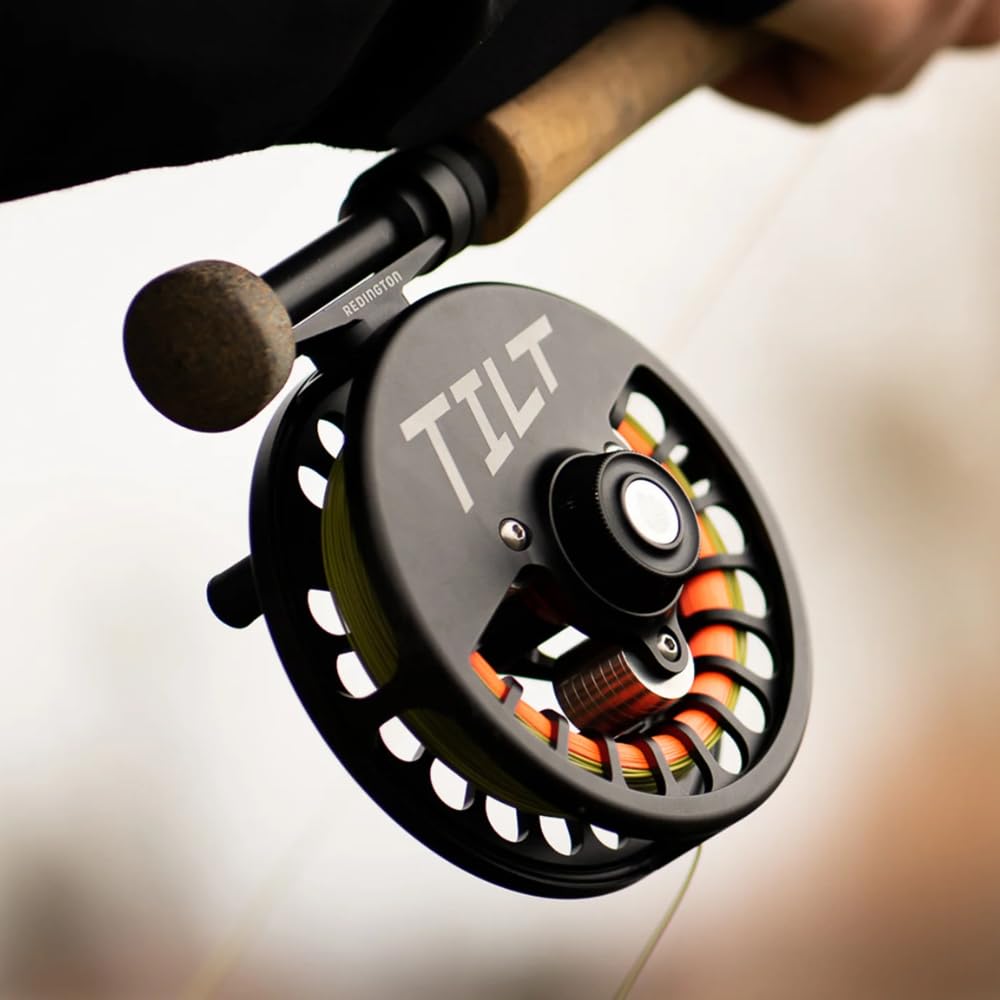 Redington Tilt Euro Nymph Reel - 2-5 Fly Reel for Euro Nymph Fishing - Large Arbor Design - Smooth Drag - Removable Weights for Perfect Balance on Any Fly Rod - 100yds/20lb Capacity - Garnet/Gunmetal