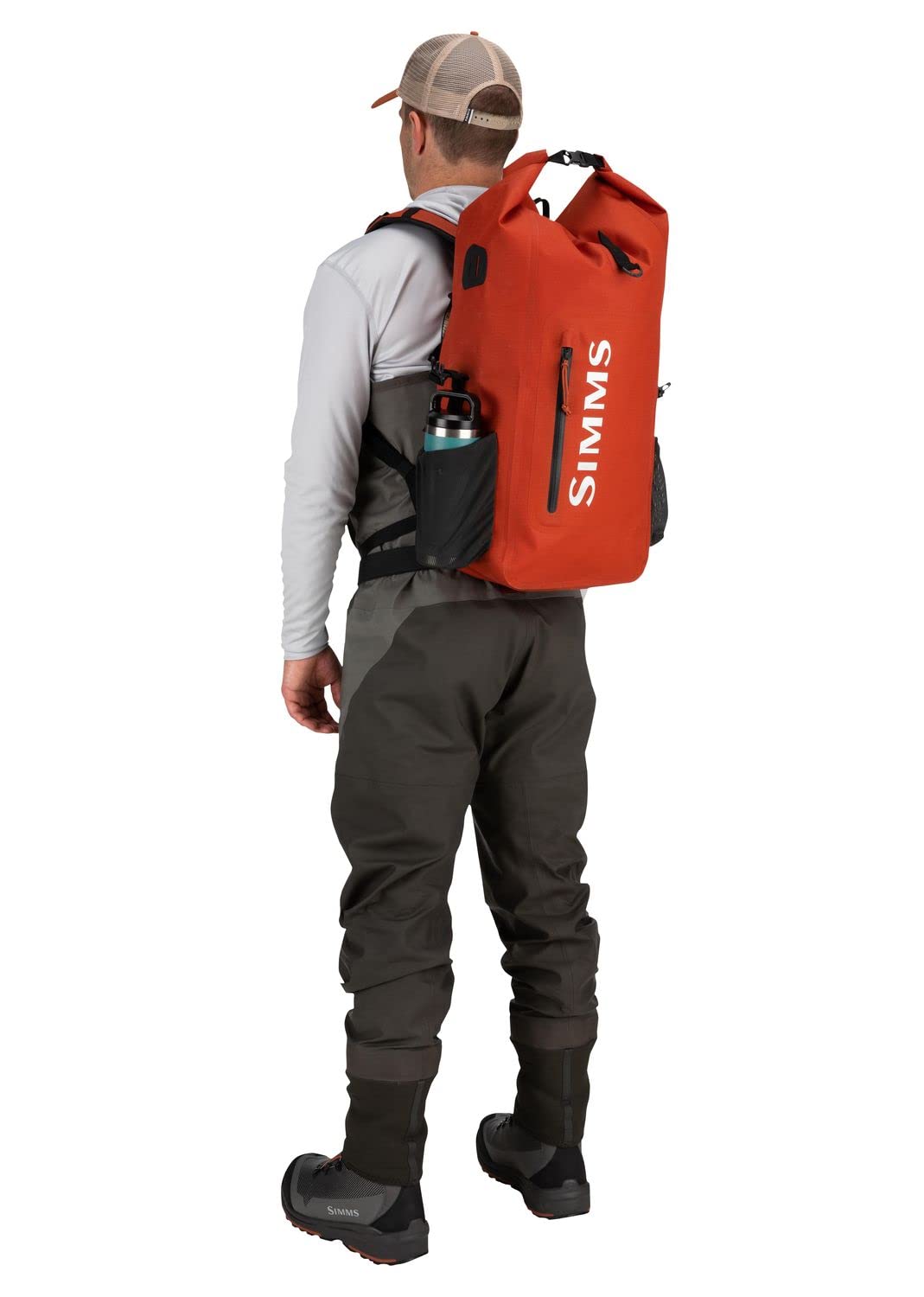 Simms Dry Creek Roll Top Backpack, Waterproof Bag, Simms Orange