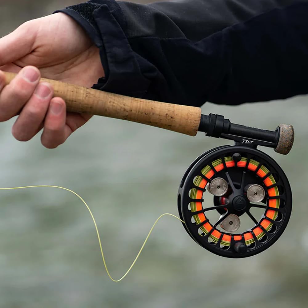 Redington Tilt Euro Nymph Reel - 2-5 Fly Reel for Euro Nymph Fishing - Large Arbor Design - Smooth Drag - Removable Weights for Perfect Balance on Any Fly Rod - 100yds/20lb Capacity - Garnet/Gunmetal