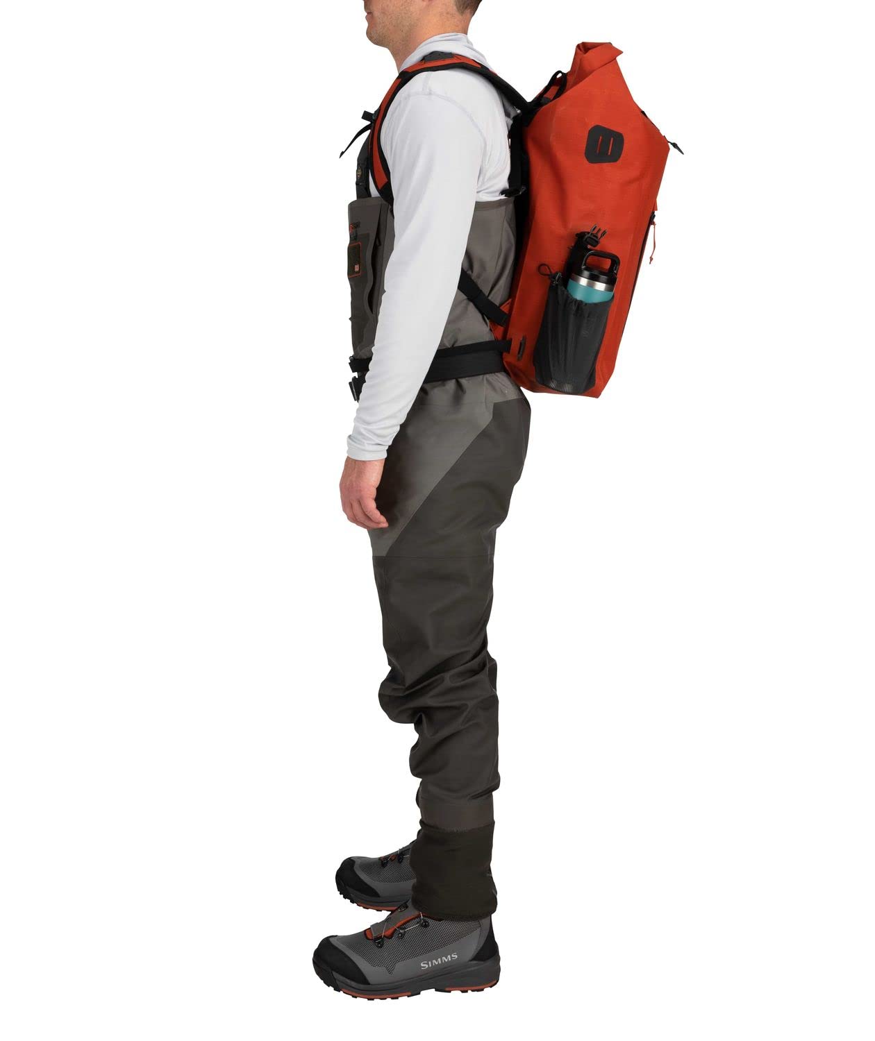 Simms Dry Creek Roll Top Backpack, Waterproof Bag, Simms Orange