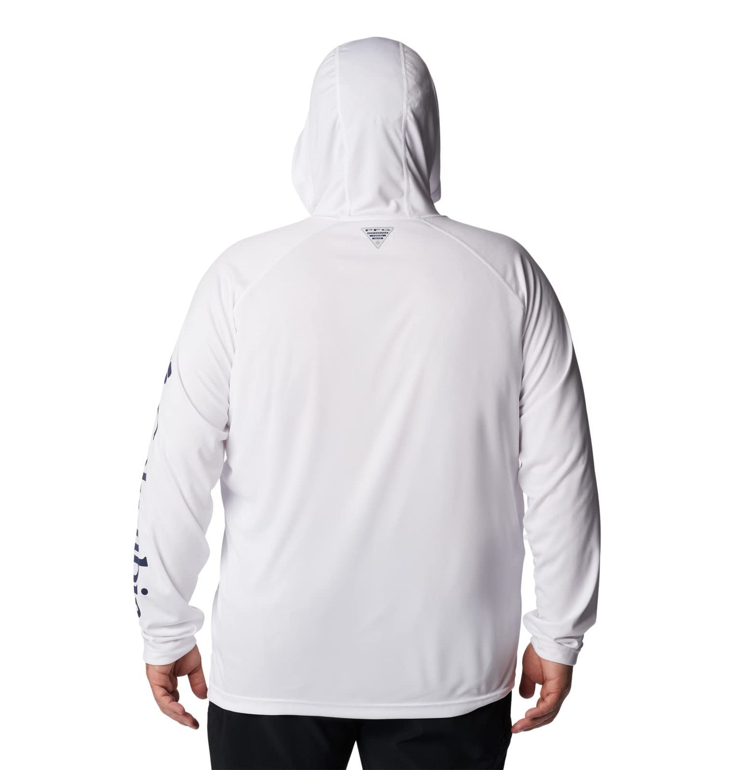 Columbia Mens PFG Terminal Tackle Long Sleeve Fishing Hoodie, White/Nightshade Logo, X-Large