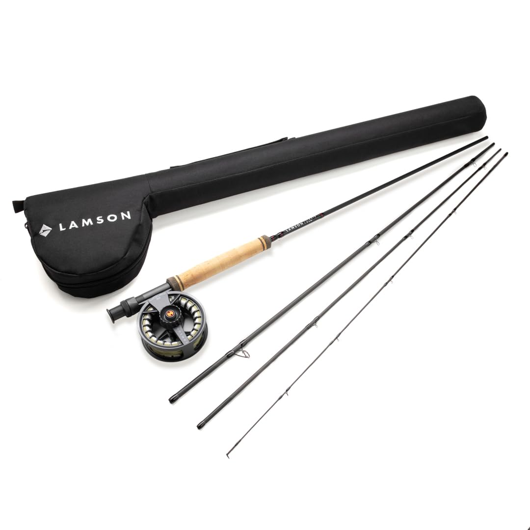 LAMSON | Liquid Combo 5wt. Fly Fishing Rod and Reel Pre Spooled | U.S. Made Fly line | Cordura Travel Tube & Padded Reel Case | Medium Fast Action 9 Foot 4-Piece