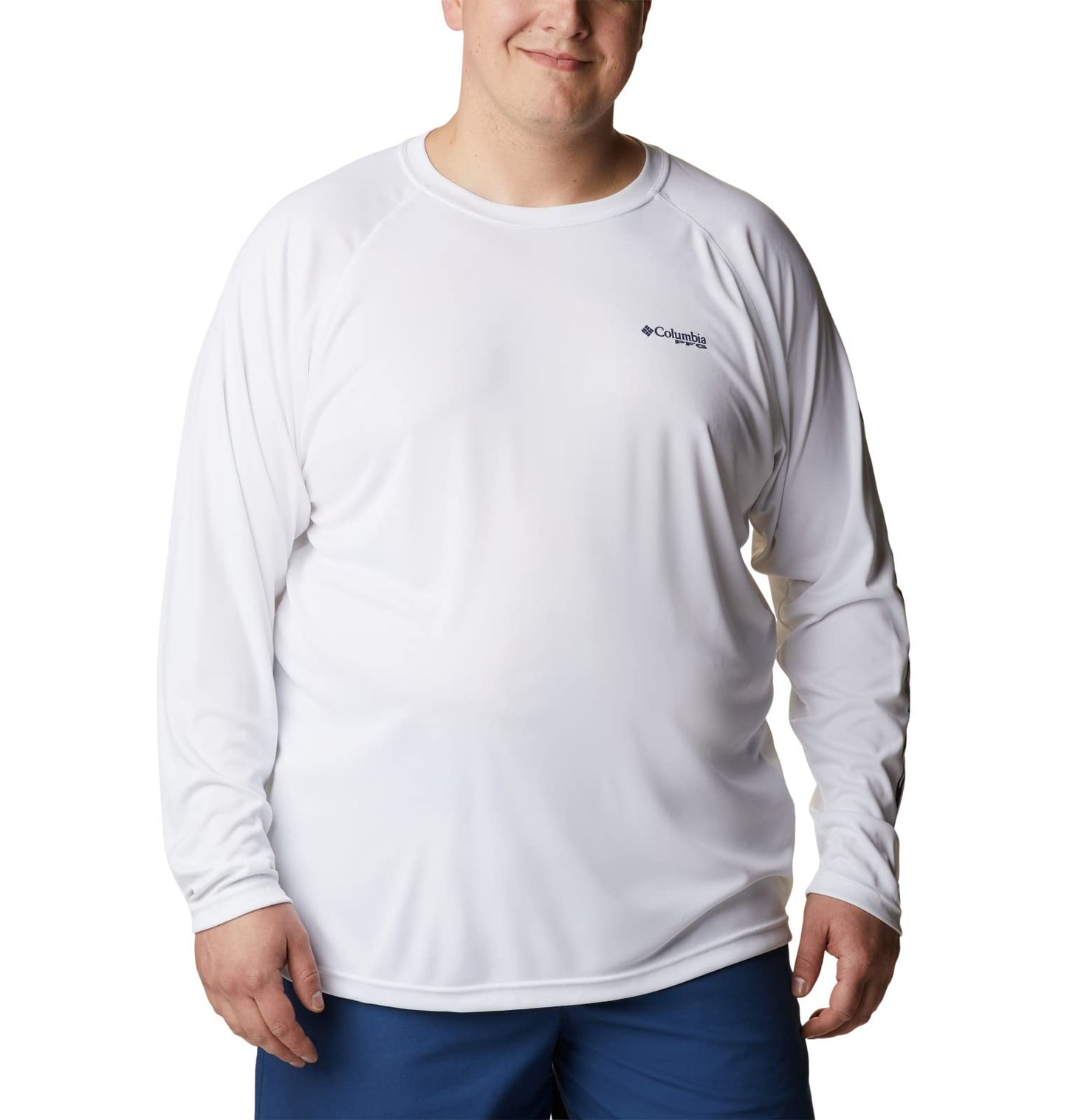 Columbia Men's Terminal Tackle Long Sleeve Fishing Shirt, White/Nightshade Logo, Small