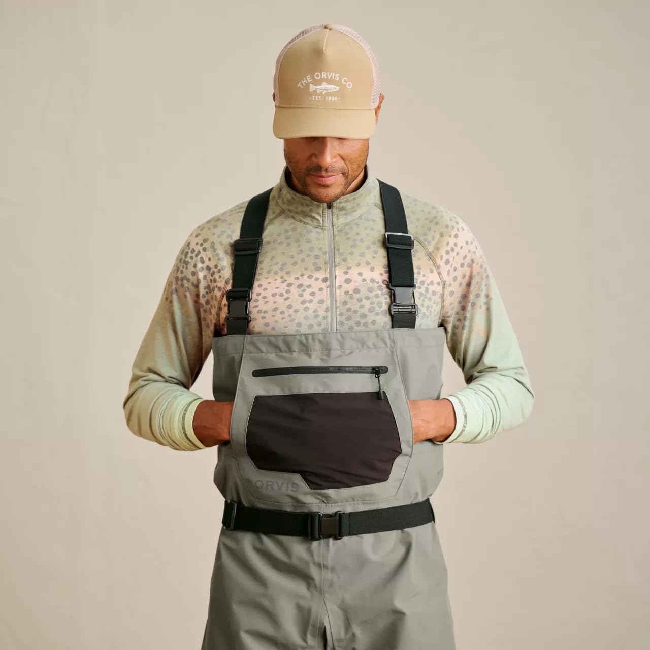 Orvis Clearwater Chest Waders for Men - Waterproof Fly Fishing Waders with Neoprene Booties, External Storage Pocket, Sagebrush - XX-Large Short