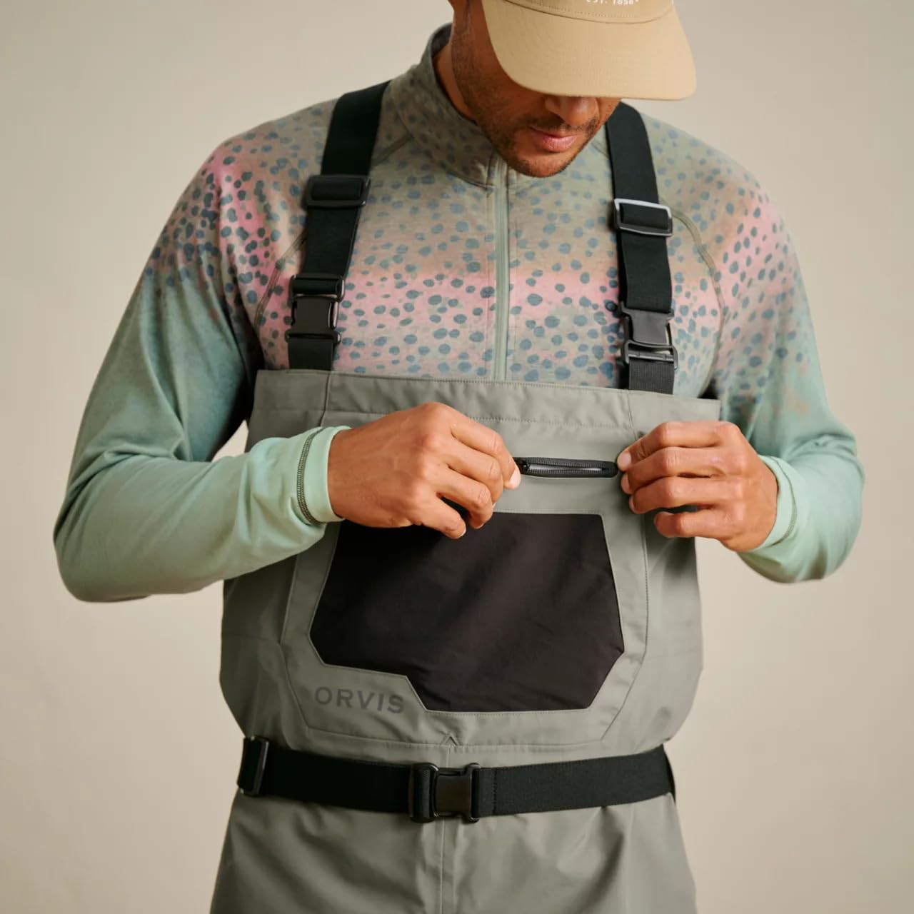 Orvis Clearwater Chest Waders for Men - Waterproof Fly Fishing Waders with Neoprene Booties, External Storage Pocket, Sagebrush - XX-Large Short