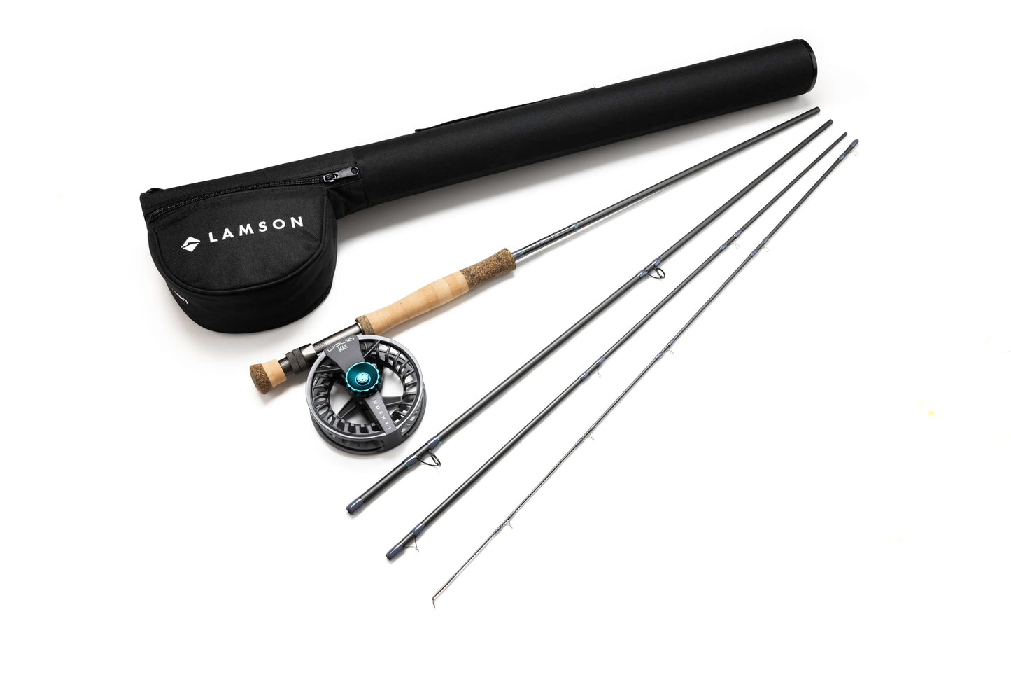 LAMSON | Liquid Max Combo 8wt. Fast Action Fly Fishing Rod and Reel | Saltwater + All Water | Cordura Travel Tube & Padded Reel Case | 9 Foot 4-Piece | Fighting Butt | Fly Line Not Included