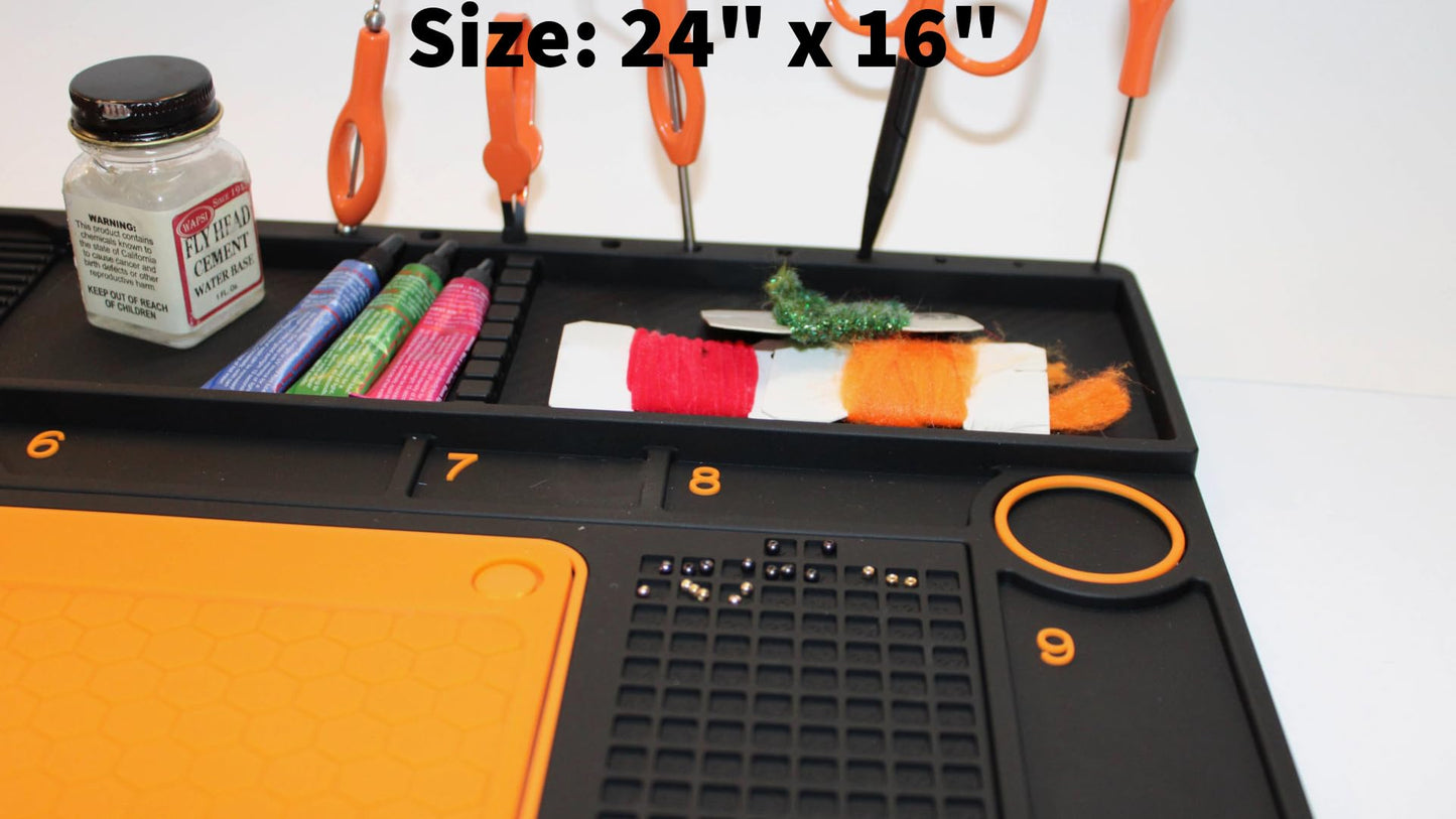 Tinfish Tackle Co. Fly Tying Mat | Fly Tying Material Organizer | Mat Only | No Fly Tying Vise or Tools |