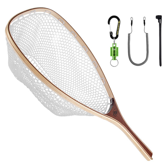 SF Fly Fishing Landing Soft Rubber Mesh Trout Catch and Release Net with Black Magnetic Net Release Combo Kit (Clear A Combo Small Holes)