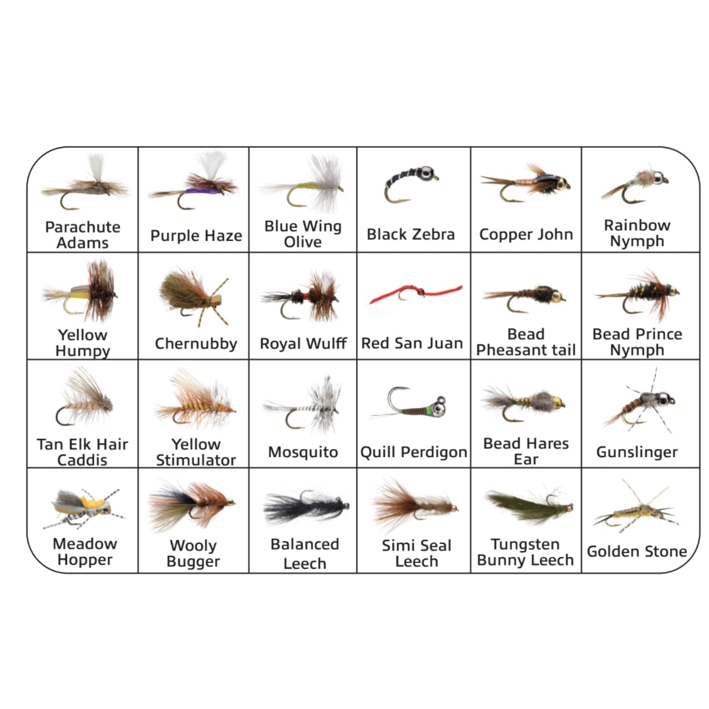 Smitty's Fly Box | Starter Box | 48 Essential Premium Hand Tied Trout Flies | Contains Dry Flies, Wet Flies, Nymphs, Streamers, Wooly Buggers, Terrestrials |