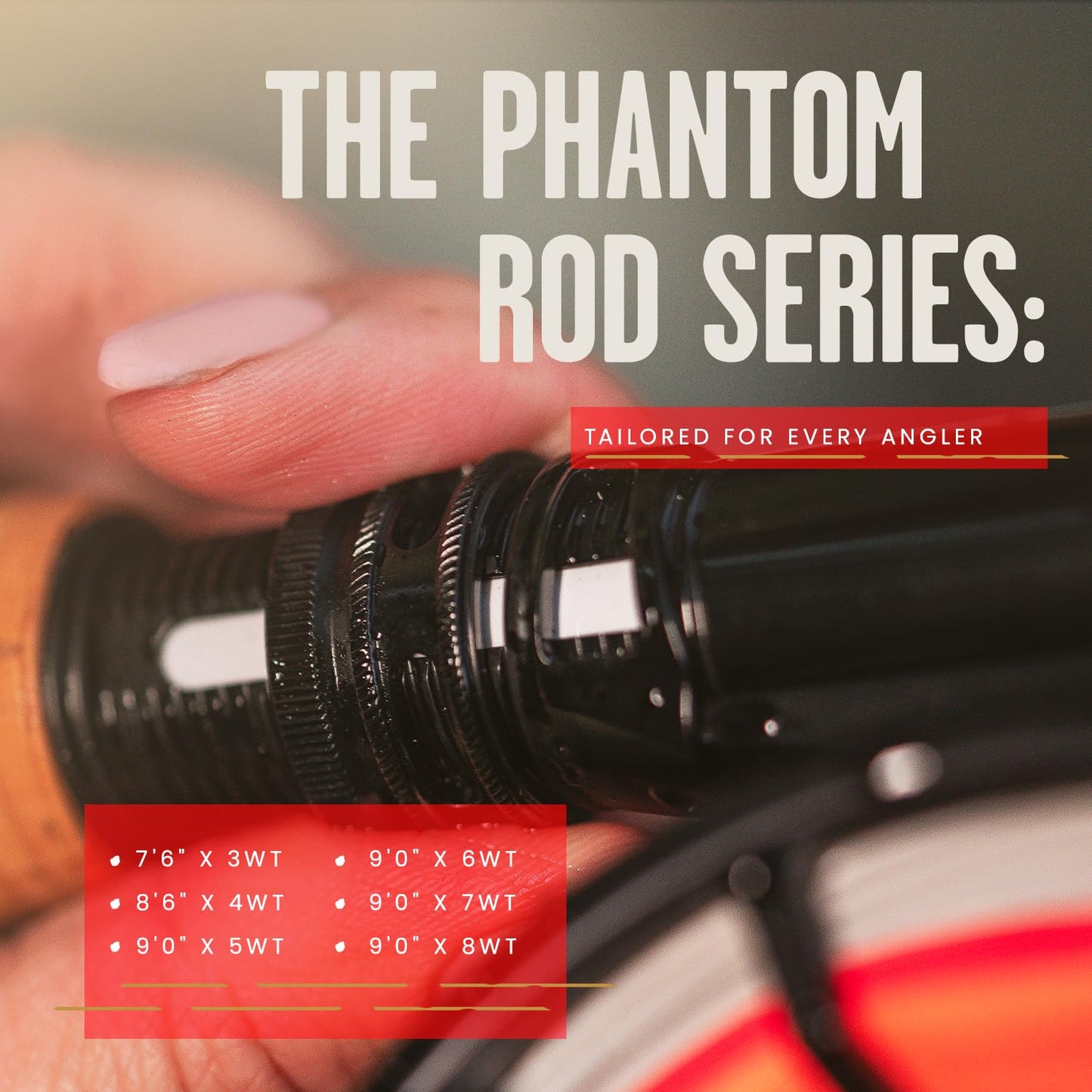 Moonshine Rod Co. Fly Fishing Rod with Carrying Case and Extra Rod Tip Section, Slow-Medium-Fast Action, The Phantom (9'0" x 7wt)