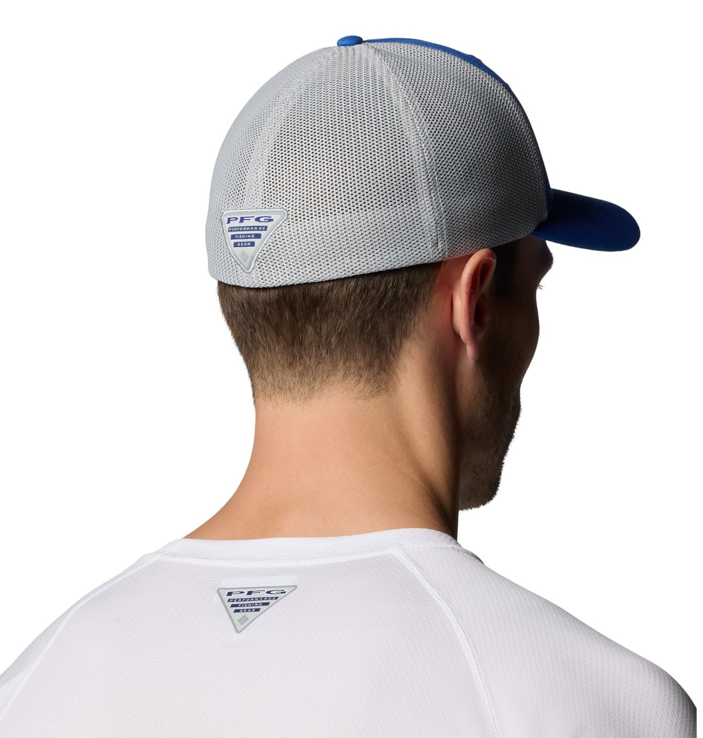 Columbia Unisex PFG Fish Flag Mesh Ball Cap, Vivid Blue/Cool Grey/US Fish Flag, XX-Large