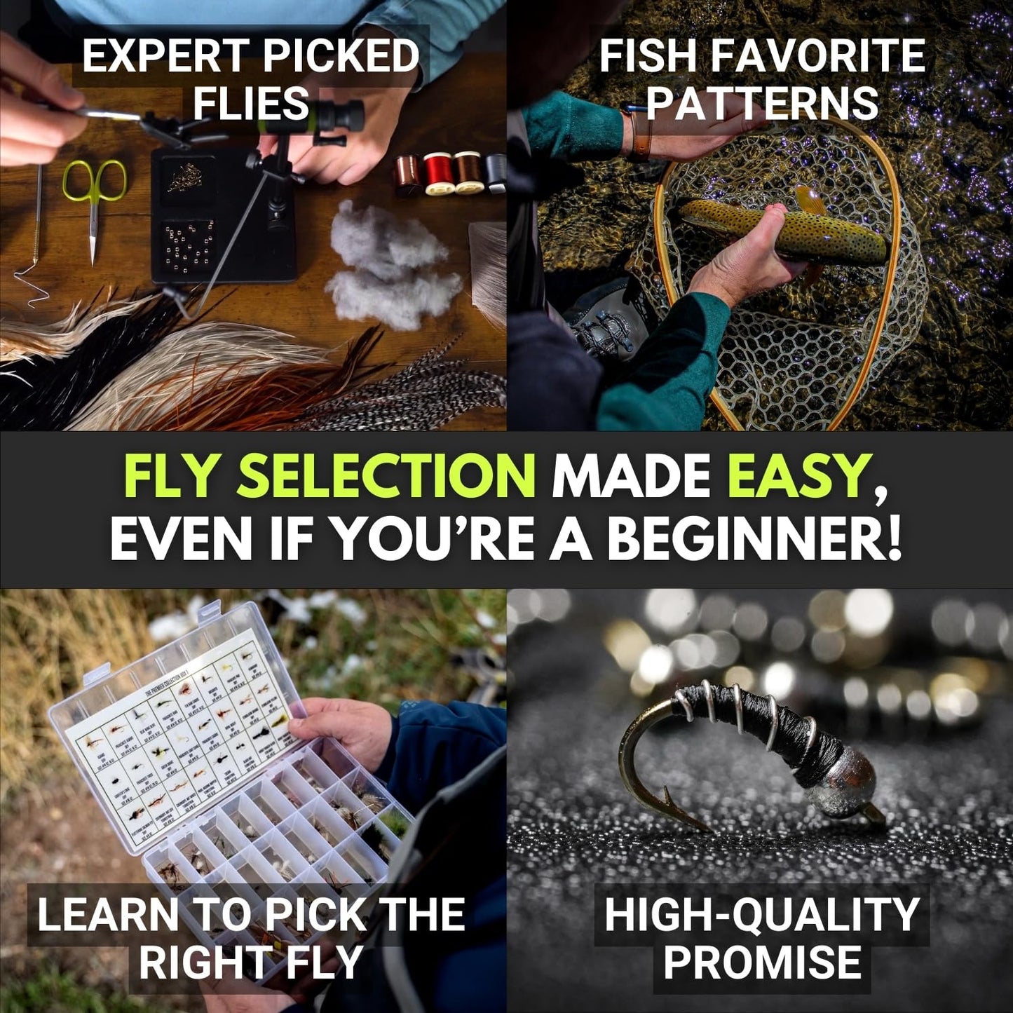 Ventures Fly Co. | 122 Premium Hand Tied Fly Fishing Flies Assortment | Two Fly Boxes Included | Dry, Wet, Nymphs, Streamers, Wooly Buggers, Terrestrials | Trout, Bass Lure Set, Kit, Gift