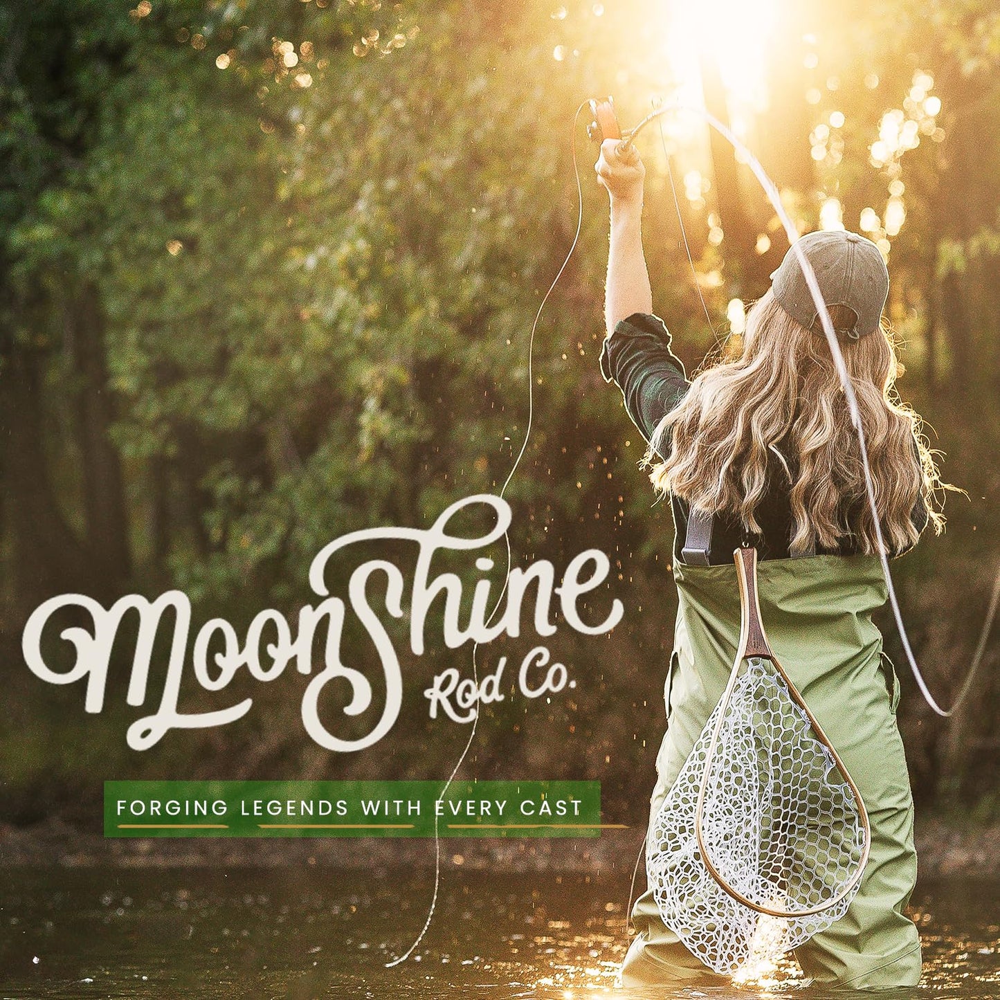 Moonshine Rod Co. Fly Fishing Rod with Carrying Case and Extra Rod Tip Section, Slow-Medium-Fast Action, The Phantom (9'0" x 7wt)