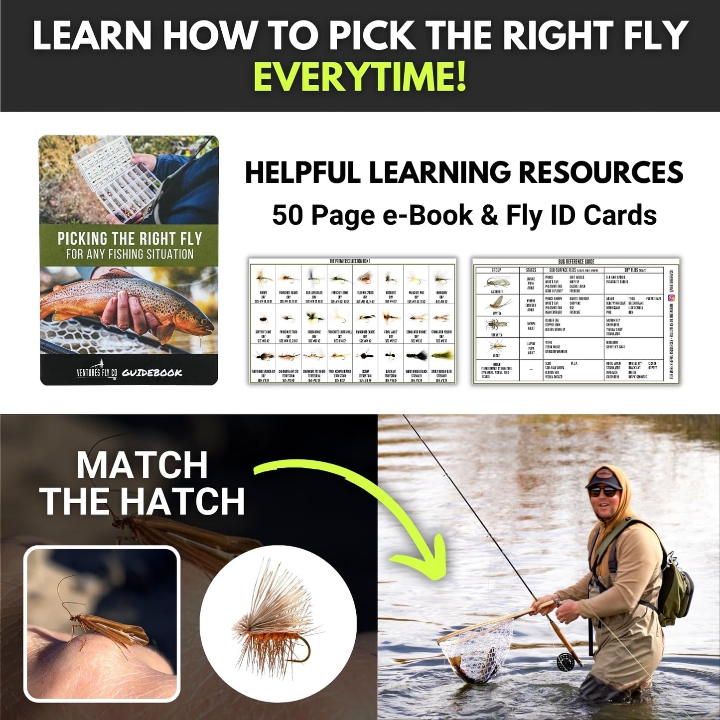 Ventures Fly Co. | 122 Premium Hand Tied Fly Fishing Flies Assortment | Two Fly Boxes Included | Dry, Wet, Nymphs, Streamers, Wooly Buggers, Terrestrials | Trout, Bass Lure Set, Kit, Gift