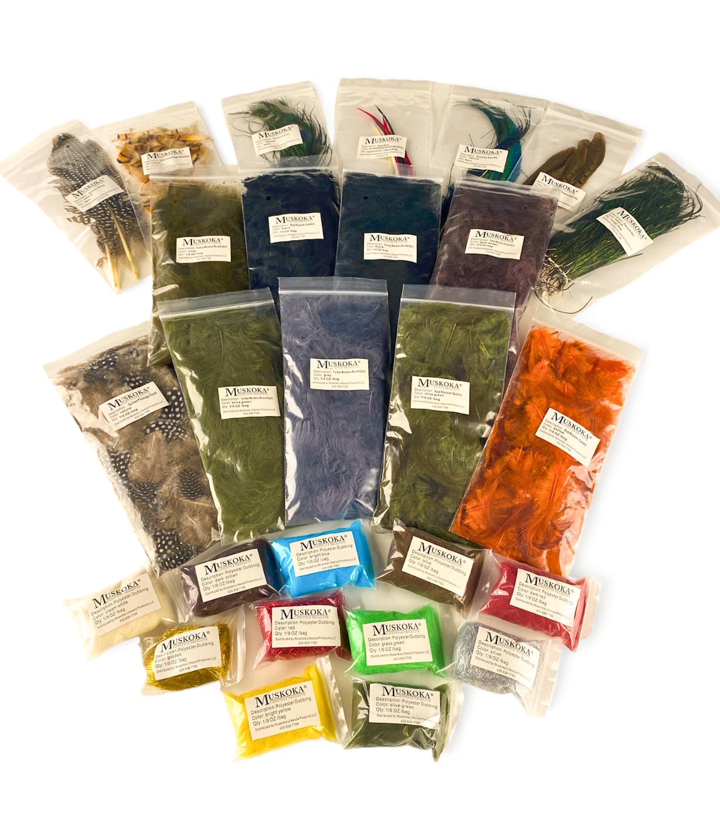 Fly Tying Material Feather and Dubbing Bulk Starter kit, Bulk Fly Tying Kit by Muskoka Lifestyle Products